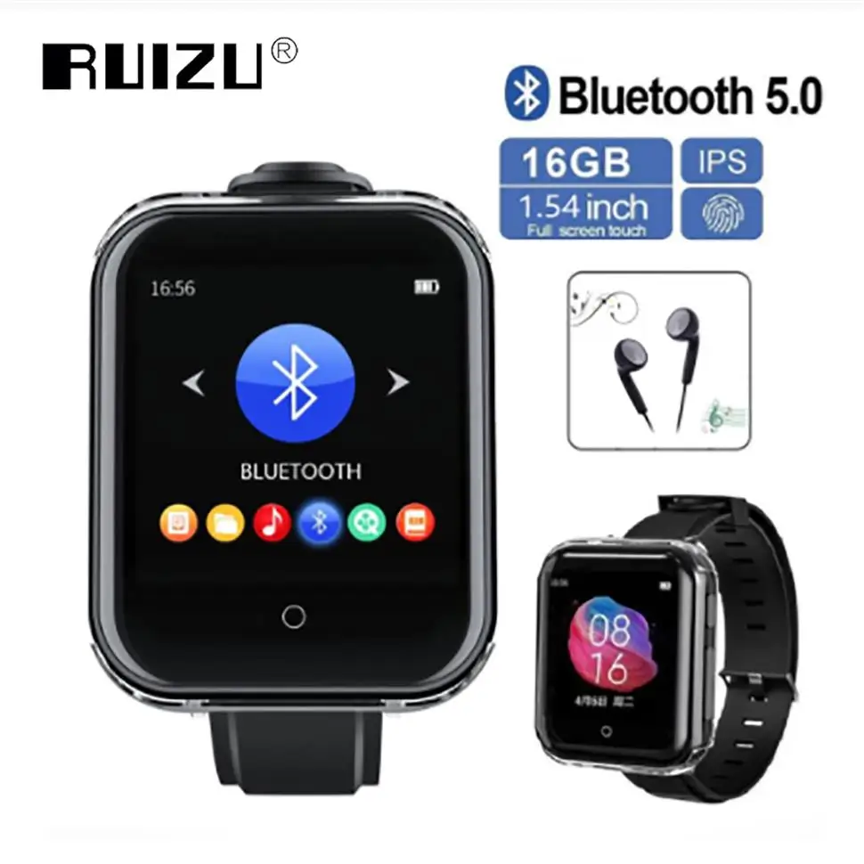 RUIZU M8 MP3 Bluetooth player detachable full touch screen 16GB wearable music player, support FM radio, recorder, video, e-book microsoft zune