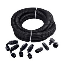 SPEEDWOW AN6 Nylon Fuel Line Black Hose Pipe Black Hose End Straigh 45Degree Elbow Fitting AN Flare Reducer Expander