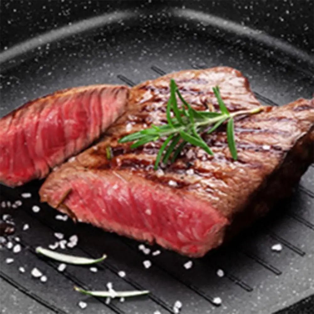 20*20cm High Temperature Steak Pot Striped Frying Pan Fried Steak Special Pot Maifan Stone Non-stick Coating Pot Burdock Frying