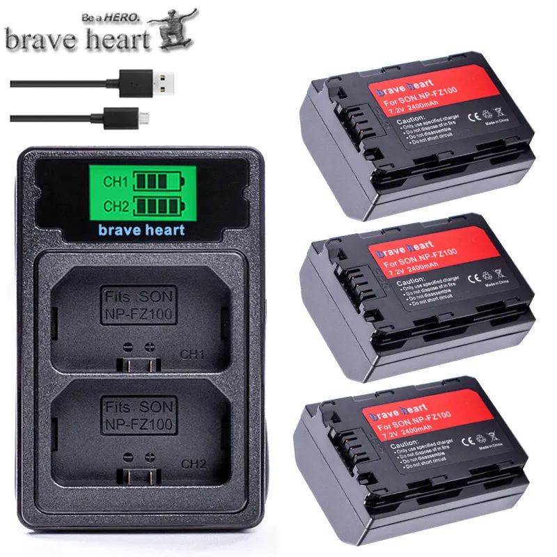 

bateria NP-FZ100 NPFZ100 NP FZ100 NP FZ100 Battery + LCD Dual USB Charger for Sony NP-FZ100 BC-QZ1 Sony a9 a7R III a7 III ILCE-9