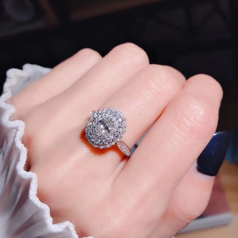 0.5ct 5 мм овальная огранка обручальное и Свадебное бриллиантовый солитер кольцо твердое Настоящее 18 к белое золото для женщин
