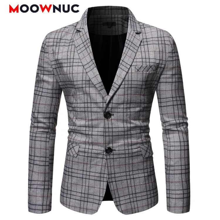 MOOWNUC/осеннее Брендовое модное пальто; Hombre; повседневные Костюмы; клетчатый Мужской Блейзер; умный повседневный комбинезон для жениха; Зимний Тонкий Свадебный Мужской комбинезон