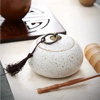 

Modern Style Ceramics Little Tea Caddy Chinese All Kinds of Tea Storage Box Crude Pottery Canister Container for Puer Tea