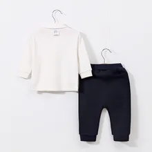 Красивый комплект для мальчиков, стильный Детский комплект из 2 предметов с длинными рукавами и галстуком-бабочкой, весенняя одежда из чистого хлопка для малышей 0-1-2 лет