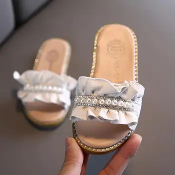 

Childrens slippers girls slippers sweet summer shoes lovely kids slippers beads lace princess shoes parent child shoes