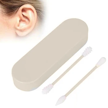 

Reusable Double-Headed Silicone Cotton Swab Ear Easy To Clean Bud Stick Pink Cosmetic Silicone Swabs Stick