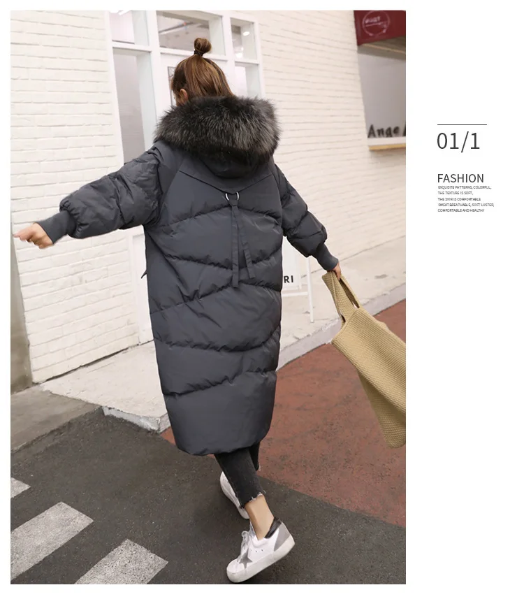 Winter Trend Simple Cool Long Sleeve Mid-length Solid Color down Jacket Qyj9091