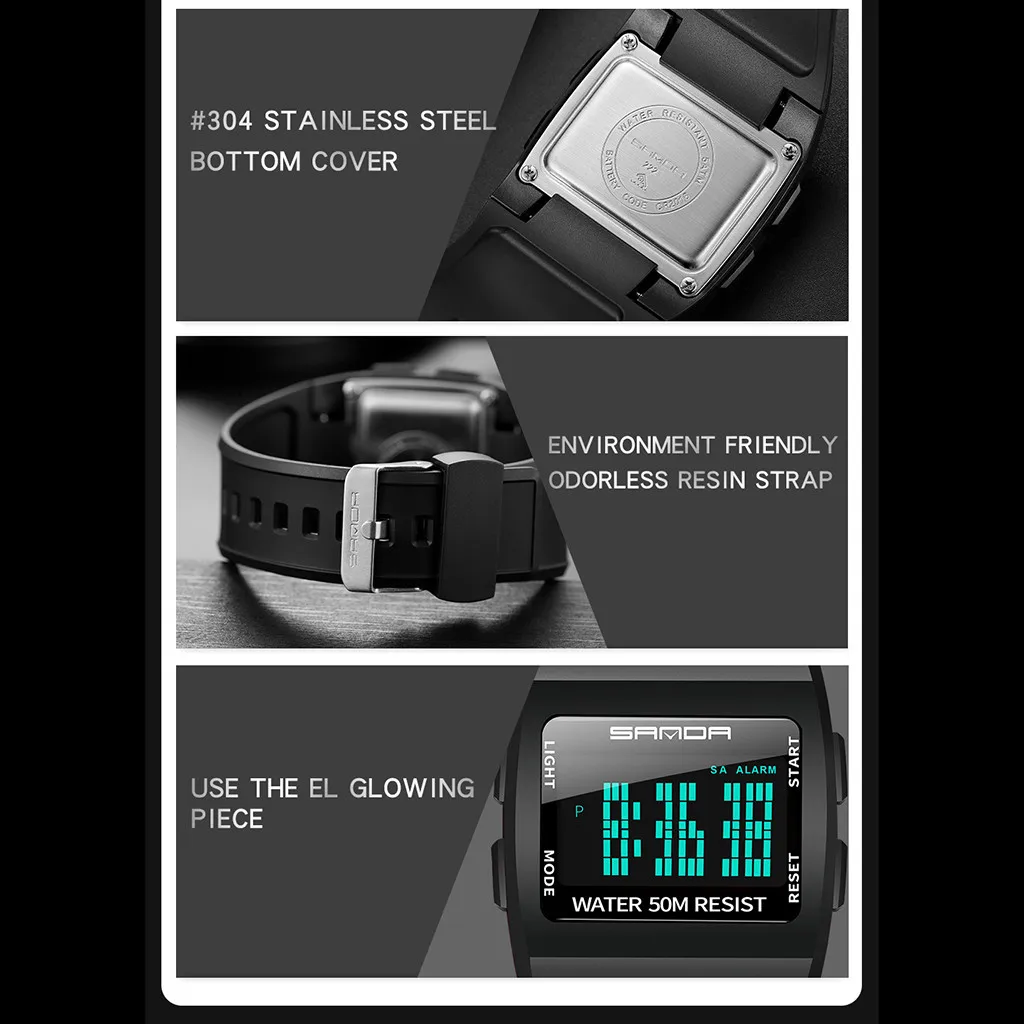Sanda, брендовые новые часы, светодиодный, крутые, модные часы для мужчин, многофункциональные, широкий циферблат, relogio, цифровые электронные часы, reloj hombre