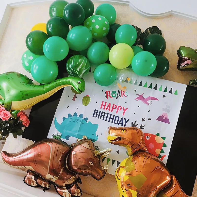 Dinosaur Party Balloons Supplies Paper Dinosaur Garland for Kids Boy Birthday Party Decoration Jurassic World Jungle Party Decor