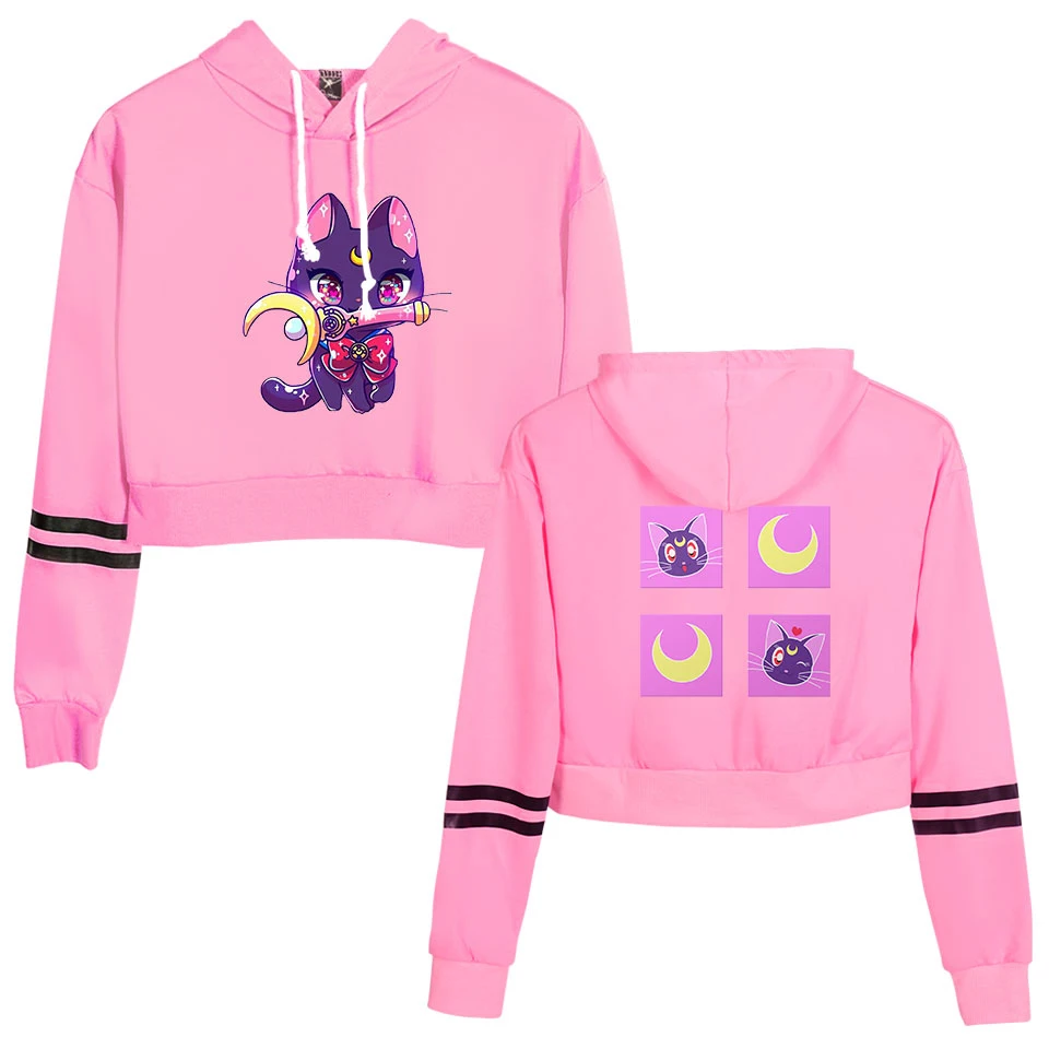 Сейлор Мун укороченная Толстовка для женщин Kawaii 90s Мультфильм Ullzang толстовка с капюшоном Dragon Ball Harajuku горячая Распродажа Осень корейский стиль
