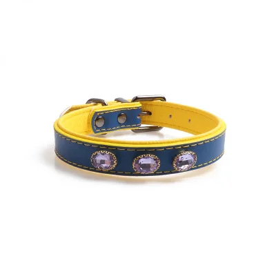 navy 3 diamond 1 шт., стразы, ошейник для собак, искусственная кожа, собачка, ожерелье, украшение из страз, аксессуары для маленьких, средних и больших пород собак - Цвет: navy 3 diamond