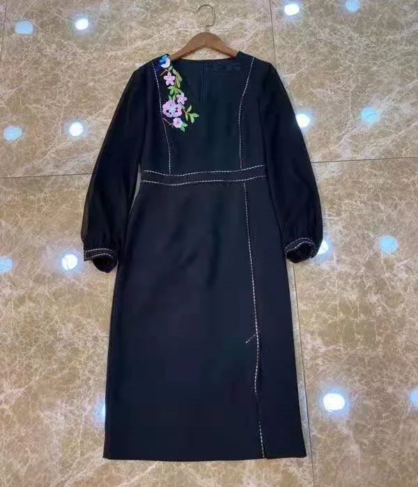 Vestidos De Festa,, весенние вечерние коктейльные женские платья с v-образным вырезом, роскошная вышивка, длинный рукав, облегающее платье-футляр, розовое, черное, 3XL