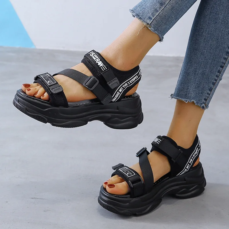 Aphixta 5cm platform women's sandals summer slides buckle Slides casual sandals cool sports shoes summer sandalia mujer