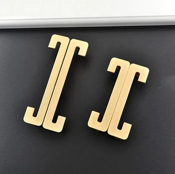 

LCH New Chinese Style Solid Zinc Alloy Brushed Gold Handle Cabinet Drawer Knob Door Pull Chinese Style Half Moon