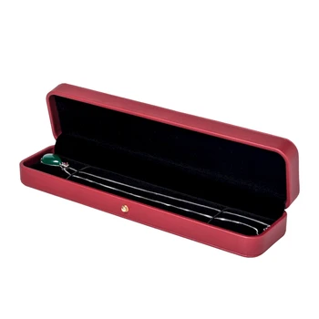 

New Vintage Red Pu Leather Simple Jewelry Storage Box Ring Earrings Pendant Bracelet Set Built-in Flannel Card Slot So High-end