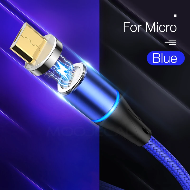 Светодиодный Micro usb type-C кабель для зарядки телефона Micro usb быстрая зарядка USB-C шнур для передачи данных для samsung Xiaomi huawei Andriod type-C - Цвет: Blue For Micro
