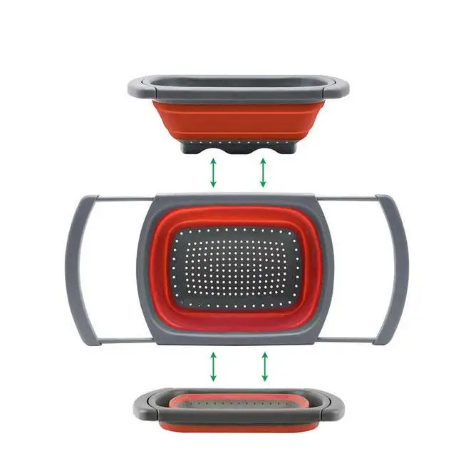 Складной дуршлаг силиконовый слив фильтрующие сетки мойка для фруктов и овощей фильтры сито Раковина фильтр дропшиппинг кухонные инструменты - Цвет: Оранжевый