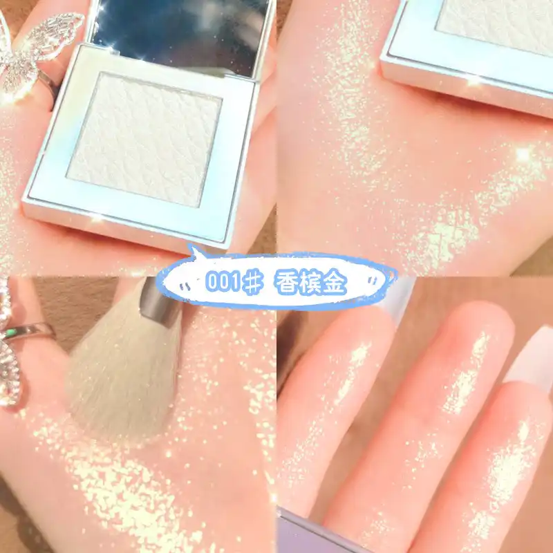 西渓生姜高光沢パウダーファンデーションキラキラ顔輪郭ゴールド蛍光蛍光輪郭パレット Aliexpress