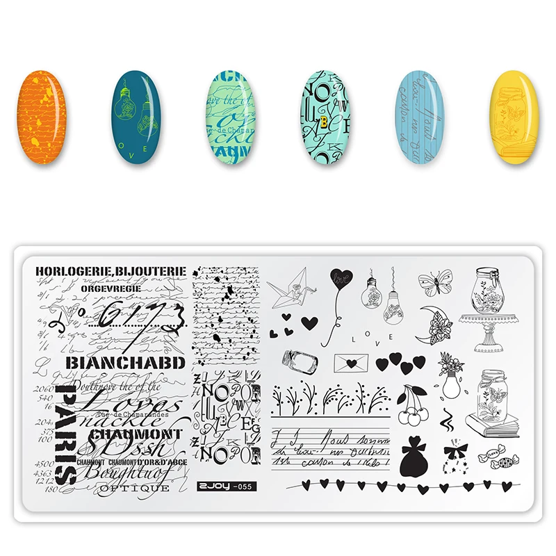 6,5*12,5 см пластины для штамповки ногтей лист Цветы бабочка собака дизайн ногтей штамп шаблоны трафареты дизайн лак Инструменты для маникюра - Цвет: zjoy55
