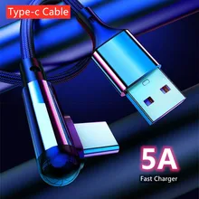 90 graus de carga rápida tipo c cabo de dados usb c para samsung s20 huawei p40 xiaomi 10 tipo-c carregador do telefone móvel cabo de cabo de náilon