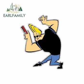 

EARLFAMILY 13cm x 10.4cm For Johnny Bravo Kids Cartoon Creative Sticker Vinyl Car Stickers Custom Printing Car Accessories
