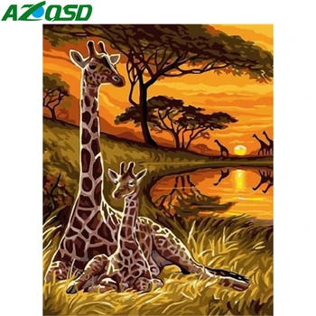 

AZQSD DIY Unframe Adult Coloring By Numbers Animal Acrylic Paint Unique Gift Oil Painting By Numbers Giraffe Decor For Home Kits