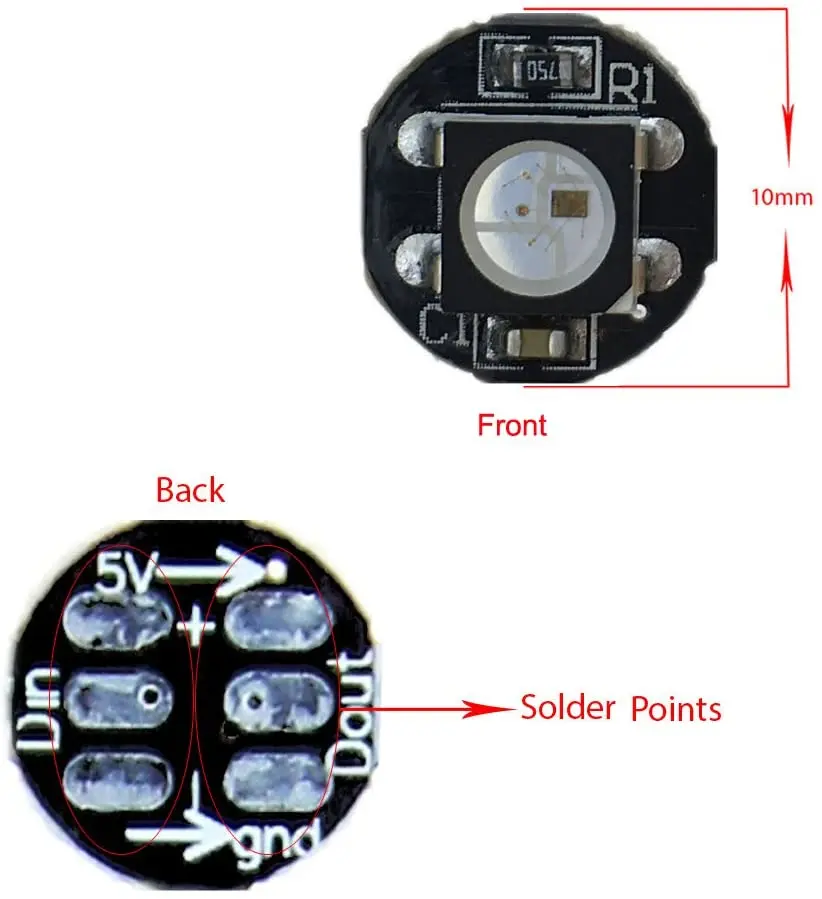 Пиксельная светодиодная смарт-плата WS2812B 100 RGB на черном радиаторе 5 в постоянного