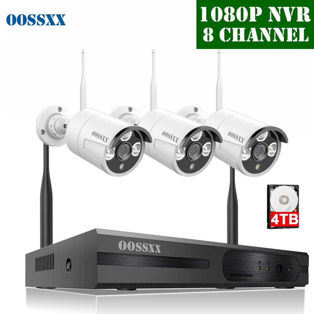

OOSSXX 8CH Wireless NVR Kit CCTV Camera System 3pcs 720P 1.0MP Indoor Outdoor IP67 Security Camera Wifi VideoSurveillance System