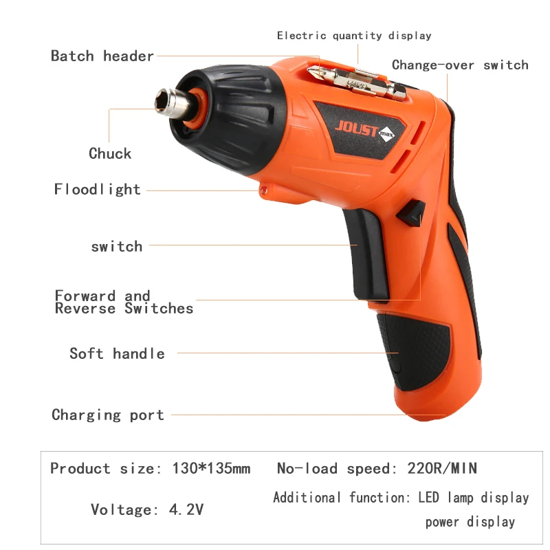 45 шт. электрическая дрель-шуруповерт комплект Портативный 4,2 в беспроводной Перезаряжаемый ручной аксессуар набор сверл со светодиодный светильник USB кабель Charg