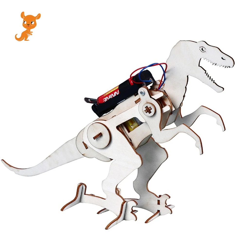 

Kids DIY Wooden Creeping Dinosaur Science Kit Innovative Electric Construction Set DIY T Rex Model Interesting Toy Physics Toys