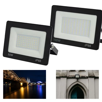 

AC220V LED FloodLight 10W 30W 50W 100W Reflector Wall LED Flood Light Waterproof IP65 Spotlight Outdoor Lighting Warm Cold White