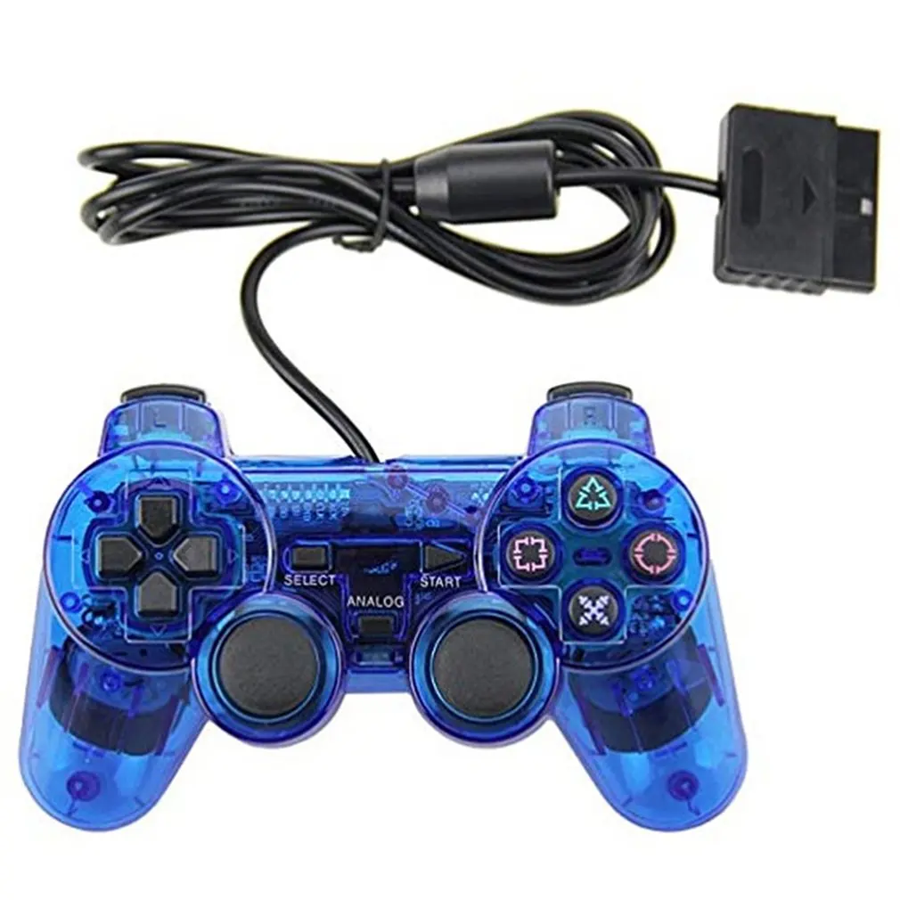 blue Проводные контроллеры геймпады для sony PS2 Playstation 2 Dual Shock консоль для видеоигр джойстик геймпады длинный кабель джойстик Dropship - Цвет: blue