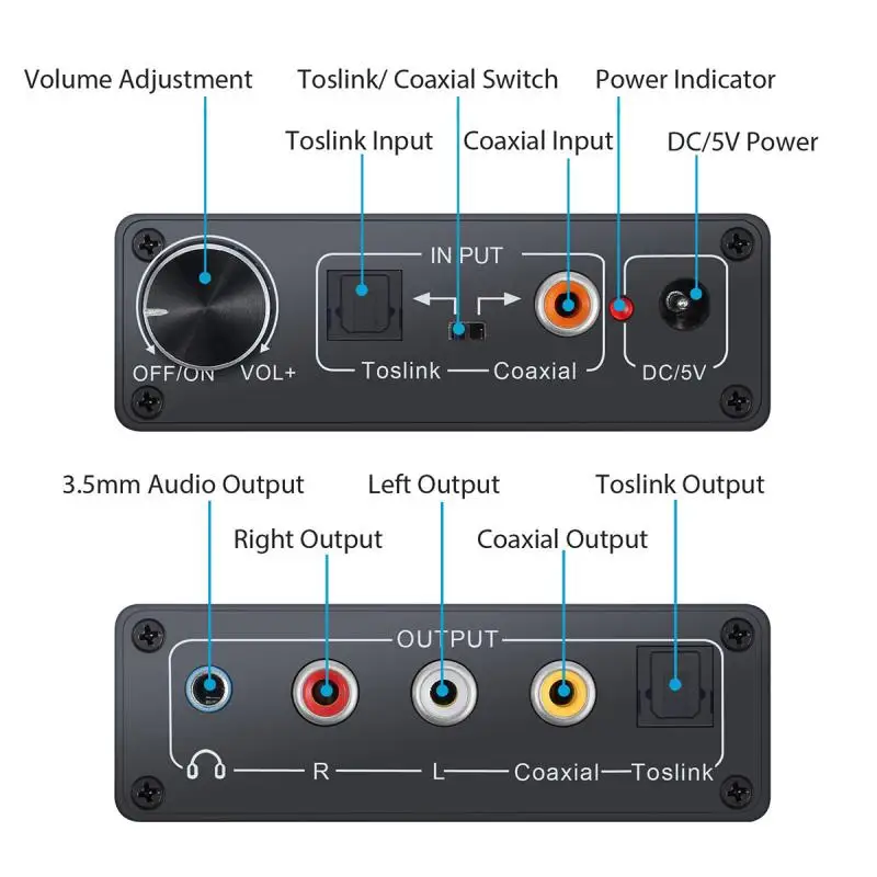 LR RCA 3,5 мм разъем аудио конвертер HiFi Toslink цифровое волокно/коаксиальный в аналоговый аудио конверсионный декодер автомобильные аксессуары