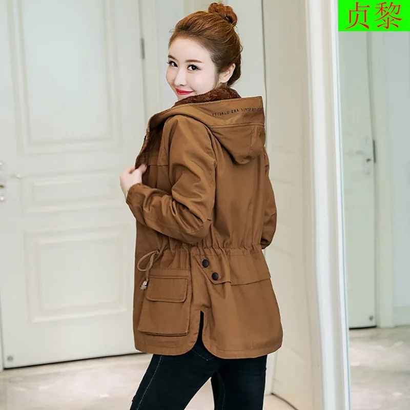 

Cotton-padded Clothes Women's 2018 Autumn And Winter New Style Slimming plus Velvet Small Cotton-Padded Jacket Medium Length Win