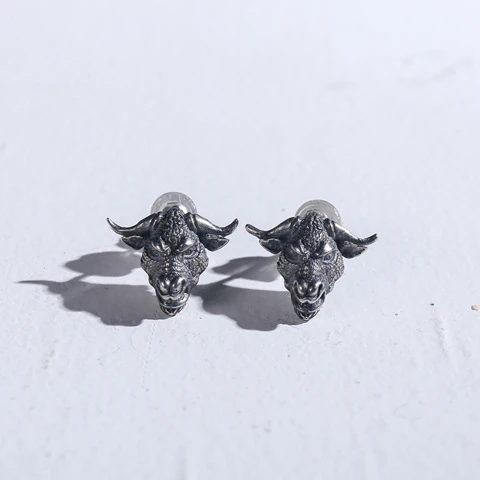 Pendientes de cabeza de toro joyería Vintage de Color plata Punk, Animal, fiesta de motocicleta, motorista|Aretes| - AliExpress