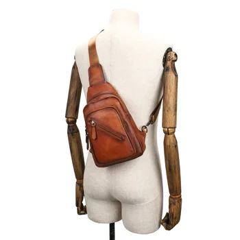 

2020 New Style Genuine Leather Multi-functional Men's Bag 7 Inch Mobile Phone Waist Bag Shoulder Single Shoulder Male ca se Cowh