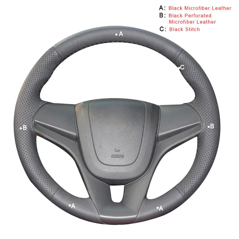 Microfiber Leather Автомобильная оплетка на руле для Chevrolet Cruze 2009- Aveo 2011- Orlando 2010 авточехлы для салона автомобиля-Стайлинг - Название цвета: Microfiber Leather