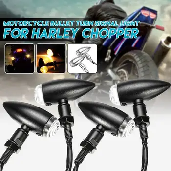 

4pcs Motorcycle Turn Signals Light Retro Vintage Indicator Lamps Amber 10mm For Harley Chopper