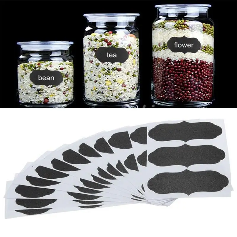 

36pcs/set Black Decals Wall Chalkboard Sticker Labels for Canisters Kitchen Jar Portable and Reuseable Sticker Labels for Home