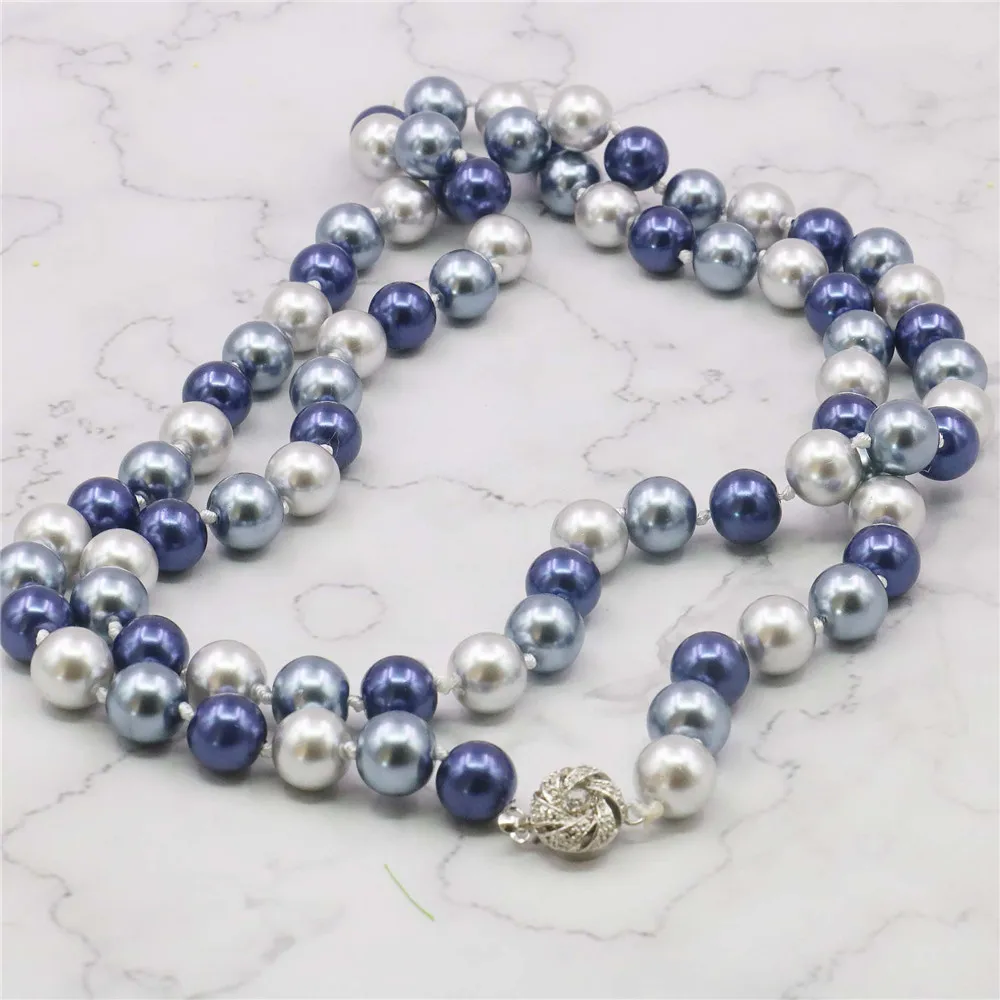 Collar De Perlas De Concha Multicolor – 18 Pulgadas, Perlas De 8 Mm, Aspecto Elegante Para Regalo O Uso Diario
