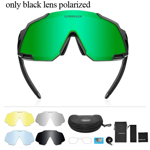5 lens green NEWBOLER New Design Polarized Hiking Glasses For Man Women Eyewear Cycling Sunglasses 5 Lens UV400 Sport Glasses - Цвет: 5 lens green