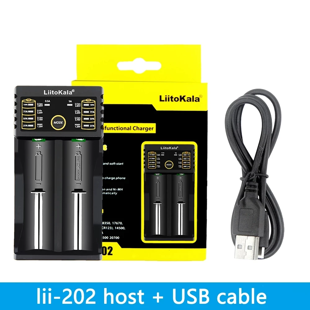 LiitoKala Lii-100 lii-202 Lii-402 18650 Chargeur de batterie Pour 26650 16340 RCR123 14500 LiFePO4 1.2V Ni-MH Ni-cd intelligent