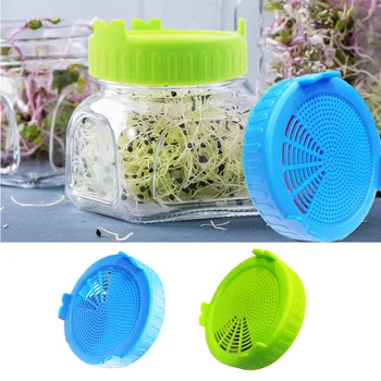 

2pcs Grow Bean Sprouts Alfalfa Salad Sprouts Lids Plastic Jar Seed Sprouting Planting Lids