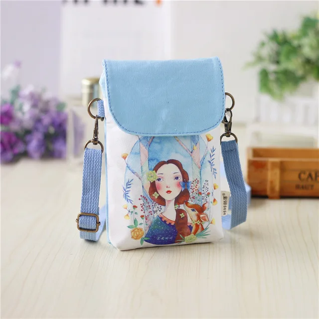 Women Leaf Large Screen Mobile Phone Bag  Capacity Canvas Messenger Bag Ladies Shoulder Bag 16