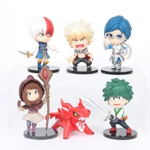

6pcs Q Version Anime My Hero Academia Midoriya Izuku Bakugo Katsuki Uraraka Ochako Roaring Shoto Iida Tenya PVC Action Figure