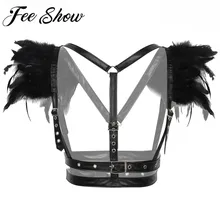 Женский стимпанк нагрудный ремень для тела Хэллоуин Карнавальный Костюм Викторианский перо Болеро шаль плечо обёрточная накидка Танки Топ и ремень