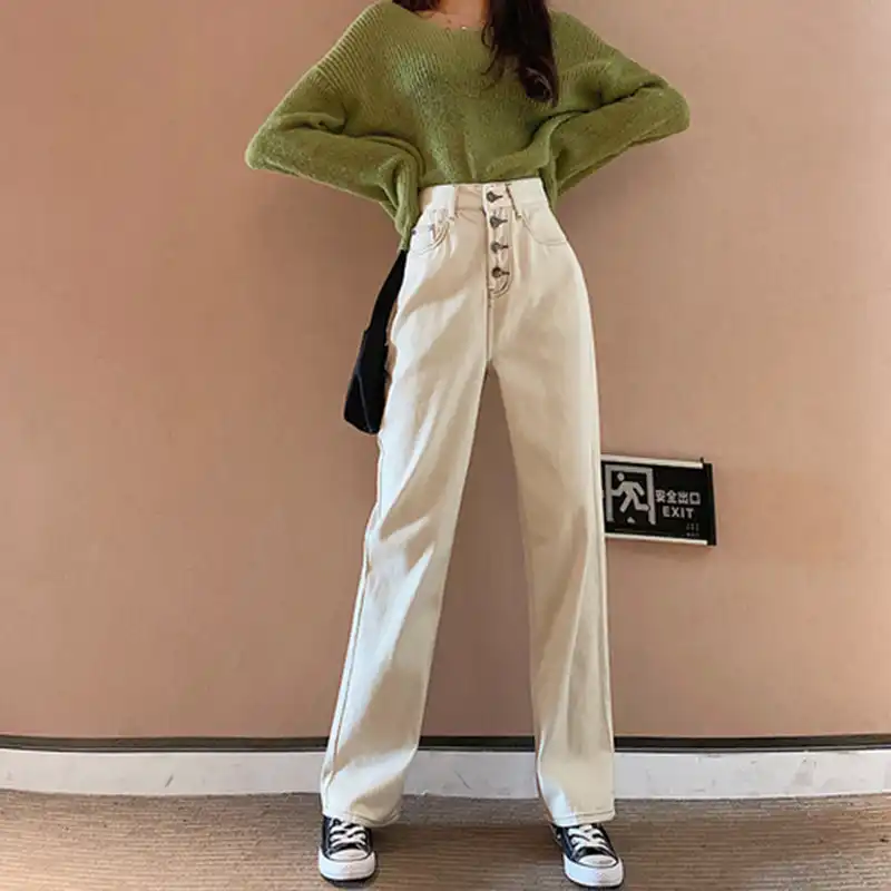 straight leg beige jeans