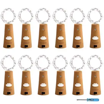 

TOP Cork Lights for Wine Bottle, Wine Bottle Lights 12 Pack 6.5ft 20 LED Wine Cork String Lights for Glass Mason Jar Fairy Light