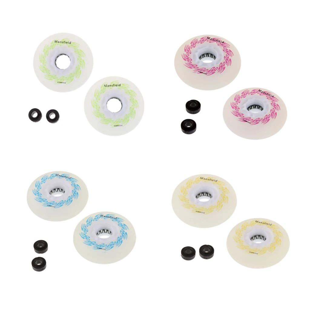 2 Pieces LED Light Up Inline Sliding Flash PU Roller Skate Wheel 80mm