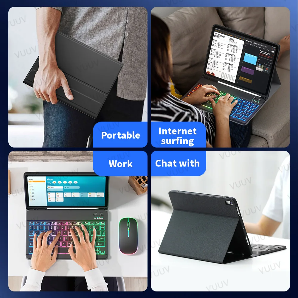 Rainbow Keyboard Mouse For iPad Pro 11 Case With Pencil Holder For iPad Air 2 4 6th 10.2 7th 8th 9th Generation Case